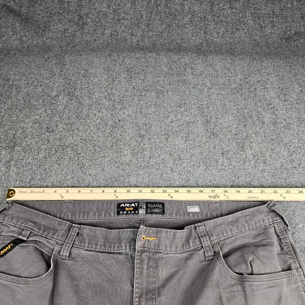 Ariat Rebar M4 Relaxed‎ Straight Grey Canvas Work Pants Mens 44x32 (Measures 30)